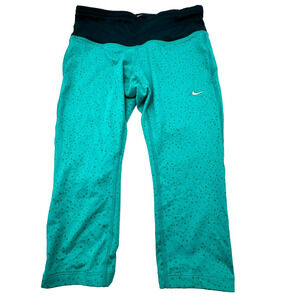 NIKE Women's XS Teal Epic Lux Tight Fit Running Capri‎ Pants Leggings zip Pocket